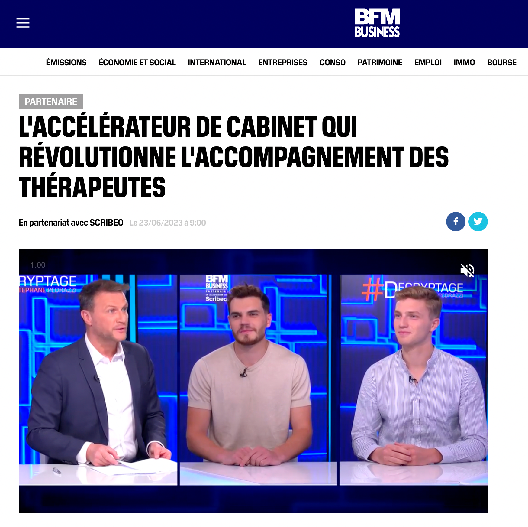 Thérapeute : Accélérez le Développement de Votre Cabinet 6 | Accélérateur De Cabinet Catpure d ecran interview BFM 1 | Accélérateur De Cabinet