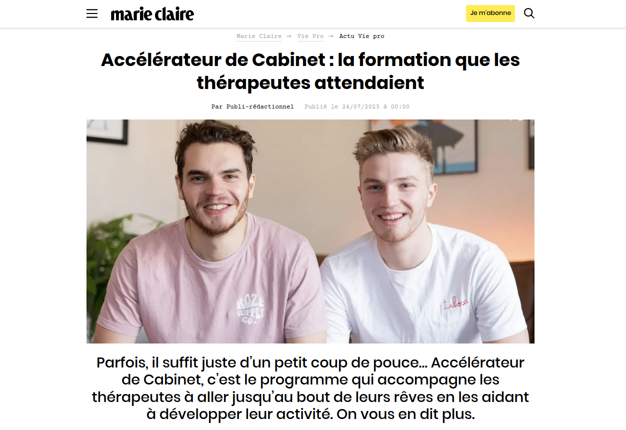 Thérapeute : Accélérez le Développement de Votre Cabinet 8 | Accélérateur De Cabinet capture marieclaire | Accélérateur De Cabinet